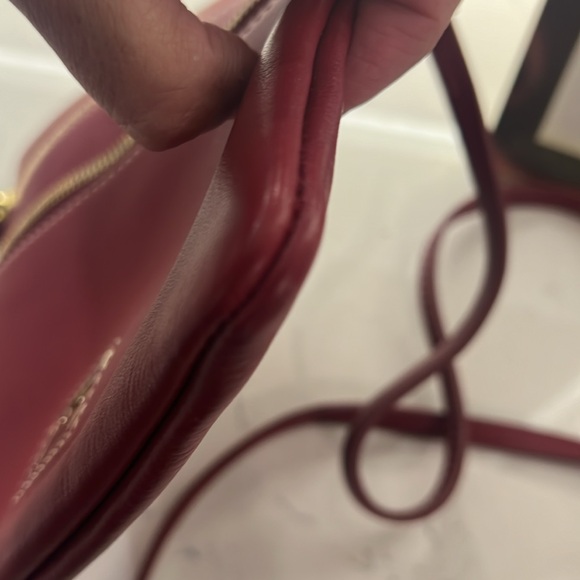 Dooney & Bourke Pebble Grain Triple Gold Zipper Crossbody Red Leather Purse EUC - Picture 11 of 14